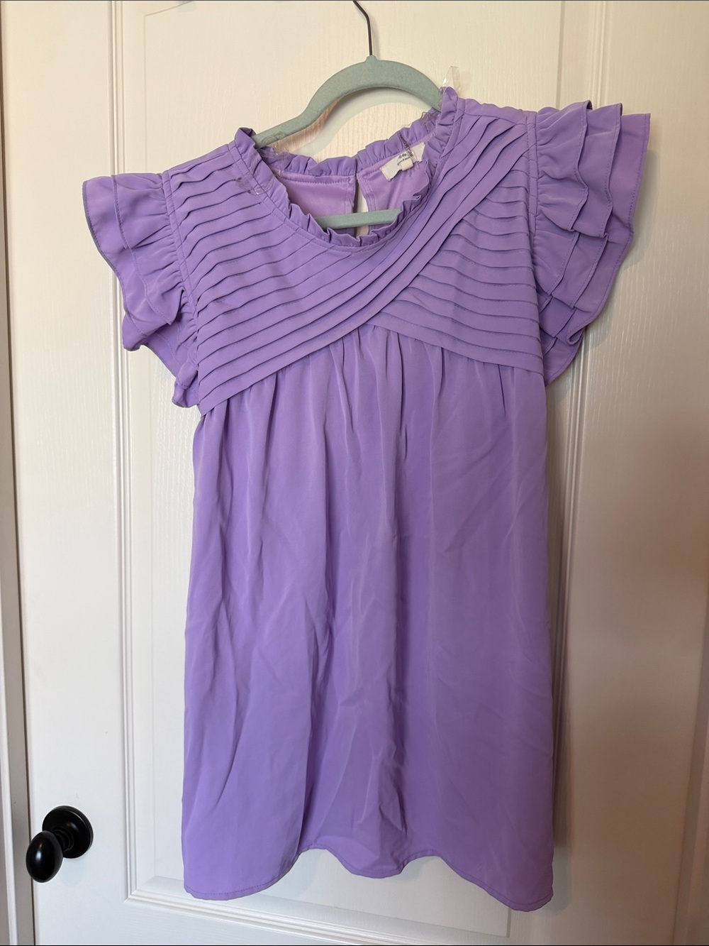 entro Lavender Pleated Flutter Sleeve Blouse